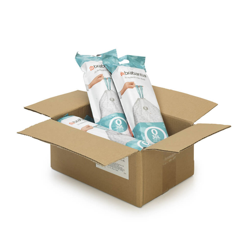 Saci de gunoi Brabantia PerfectFit FlatBack+/Bo 1005592, Dimensiune O, 30 L, 120 buc, Alb