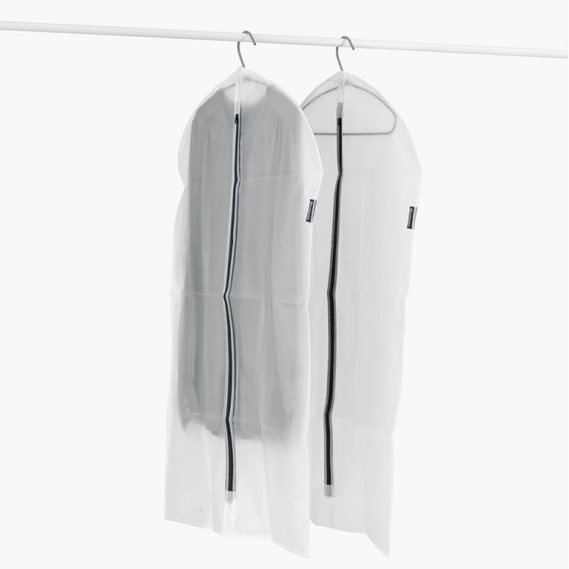 Set 2 huse pentru haine Brabantia 1005659, M, 60x100 cm, Fermoar, Alb