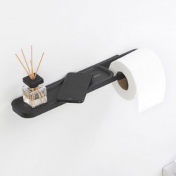 Suport hârtie igienică cu raft Brabantia MindSet 1005667, Instalare ușoară, Acoperire minerală, Gri închis