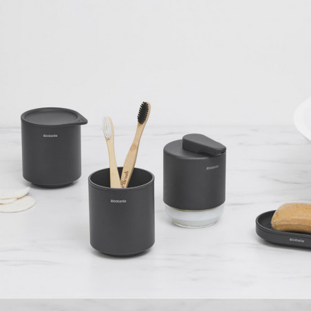 Brabantia MindSet suport periuță de dinți 1005684, Curățare ușoară, Deschidere largă, Acoperire minerală, Gri închis
