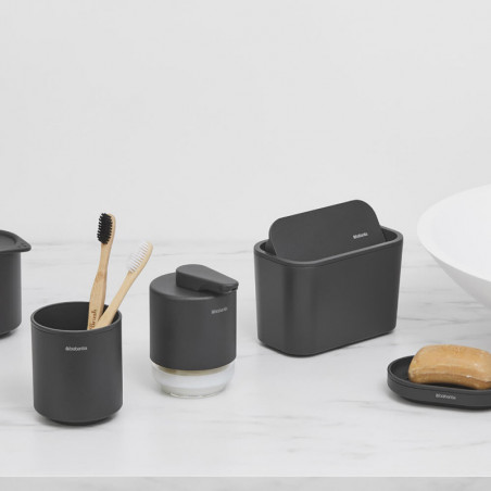 Brabantia MindSet suport periuță de dinți 1005684, Curățare ușoară, Deschidere largă, Acoperire minerală, Gri închis