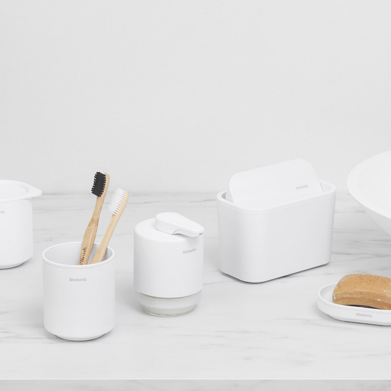 Brabantia MindSet suport periuță de dinți 1005685, Curățare ușoară, Deschidere largă, Acoperire minerală, Alb