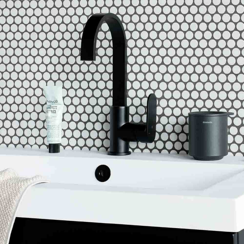 Cutie accesorii pentru baie Brabantia MindSet Mineral 1005686, Baza antiderapanta, Finisaj mineral, Gri