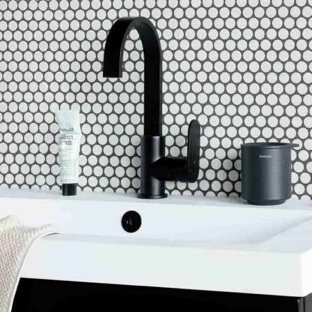 Cutie accesorii pentru baie Brabantia MindSet Mineral 1005686, Baza antiderapanta, Finisaj mineral, Gri