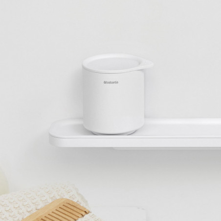 Cutie depozitare baie Brabantia MindSet Mineral 1005687, Baza antiderapanta, Finisaj mineral, Alb