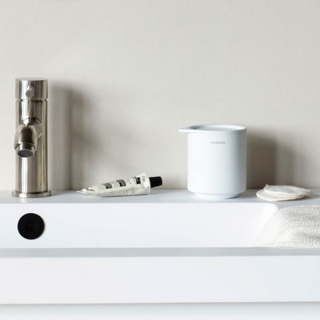 Cutie depozitare baie Brabantia MindSet Mineral 1005687, Baza antiderapanta, Finisaj mineral, Alb