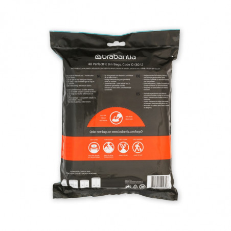Saci de gunoi Brabantia PerfectFit FlatBack+/Bo 1006073, Dimensiune O, 30 L, 40 buc, Alb