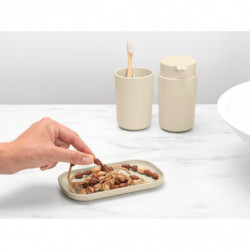 Set accesorii de baie Brabantia ReNew 1006266, 3 piese, 250 ml, Rezistent la coroziune, Bej