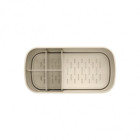 Organizator pentru periute de dinti Cutie Brabantia ReNew 1006270, Rezistent la coroziune, Separator intern, Baza antiderapanta, Bej