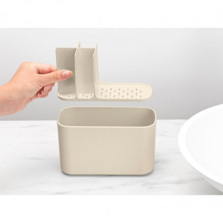 Organizator pentru periute de dinti Cutie Brabantia ReNew 1006270, Rezistent la coroziune, Separator intern, Baza antiderapanta, Bej