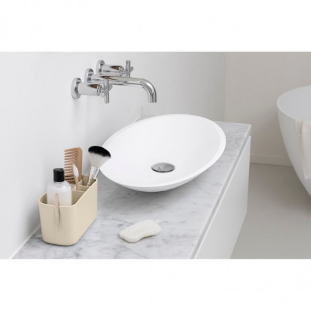 Organizator pentru periute de dinti Cutie Brabantia ReNew 1006270, Rezistent la coroziune, Separator intern, Baza antiderapanta, Bej