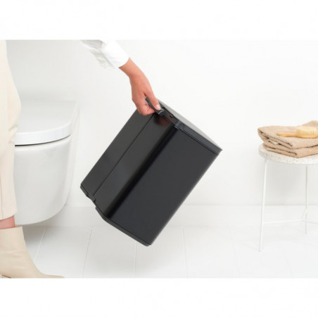 Cos de rufe Brabantia Bo Small 1006635, 12 L, Deschidere silentioasa si lina, Baza antiderapanta, Negru