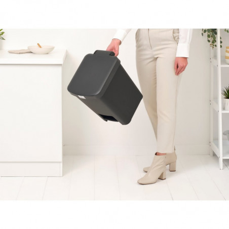 Coș cu pedală Brabantia StepUp 1008482, 25 L, Materiale ecologice, Deschidere mare, Gri închis