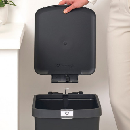 Coș cu pedală Brabantia StepUp 1008482, 25 L, Materiale ecologice, Deschidere mare, Gri închis