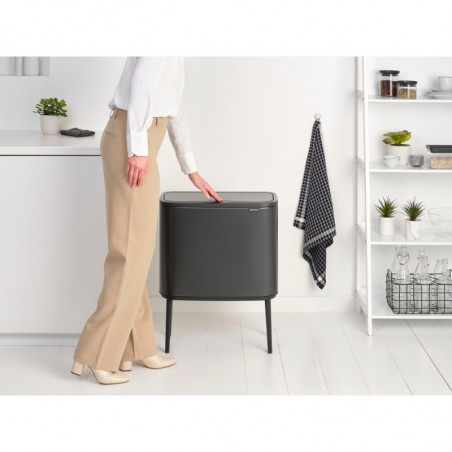 Coș Brabantia Bo Touch 1008854, 36 L, Deschidere lină și silențioasă, Deschidere mare, Gri închis