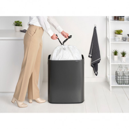 Cos de gunoi Brabantia Bo Touch 1008858, 60 L, Deschidere lina si silentioasa, Deschidere mare, Gri
