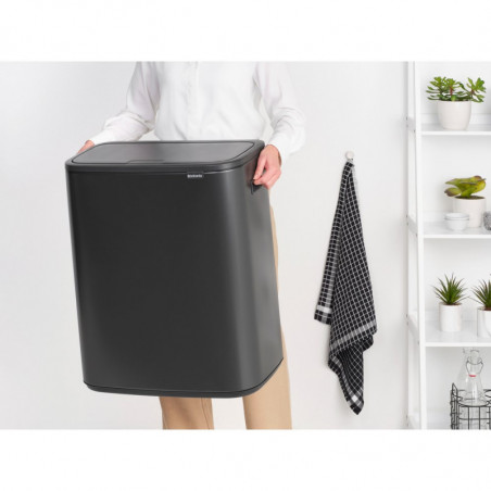 Cos de gunoi Brabantia Bo Touch 1008858, 60 L, Deschidere lina si silentioasa, Deschidere mare, Gri