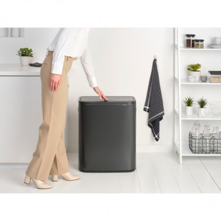 Cos de gunoi Brabantia Bo Touch 1008858, 60 L, Deschidere lina si silentioasa, Deschidere mare, Gri