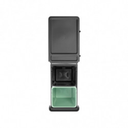 Cos de gunoi colectare selectiva Brabantia Sort&Go 1008862, 2x15 L, Montaj intern cu cadru telescopic, Gri/verde