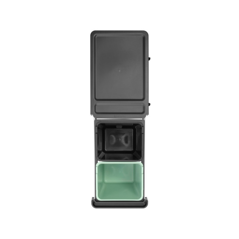 Cos de gunoi colectare selectiva Brabantia Sort&Go 1008862, 2x15 L, Montaj intern cu cadru telescopic, Gri/verde