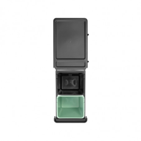 Cos de gunoi colectare selectiva Brabantia Sort&Go 1008862, 2x15 L, Montaj intern cu cadru telescopic, Gri/verde