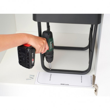 Cos de gunoi colectare selectiva Brabantia Sort&Go 1008862, 2x15 L, Montaj intern cu cadru telescopic, Gri/verde