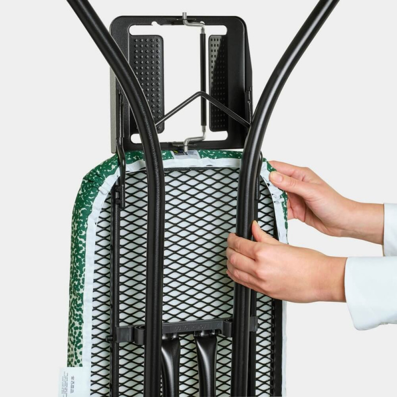 Masa de calcat Brabantia A 1008891, 110x30 cm, 7 pozitii de reglare, Suport fier de calcat, Galben/Verde