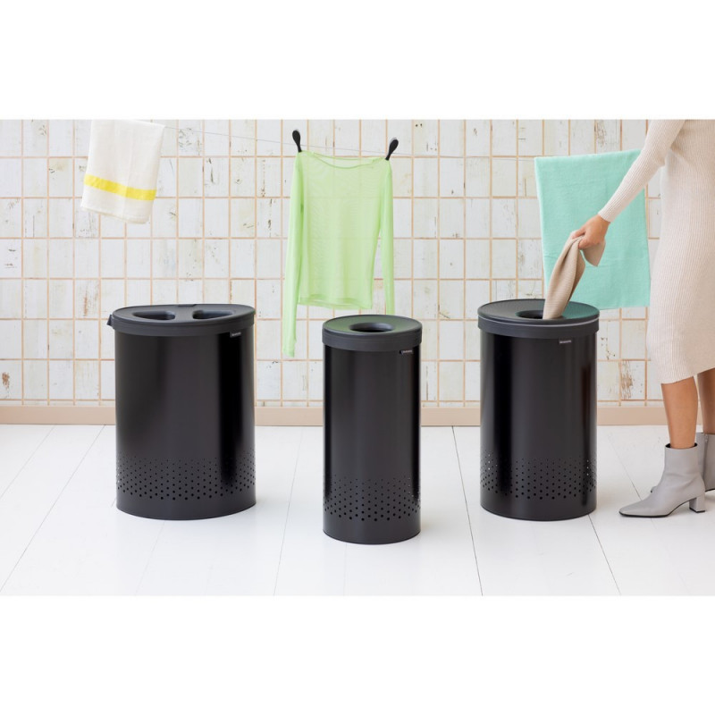 Cos de rufe Brabantia 1008916, 35 L, Capac din plastic, Umplere fara deschidere, Gauri aerisire, Negru