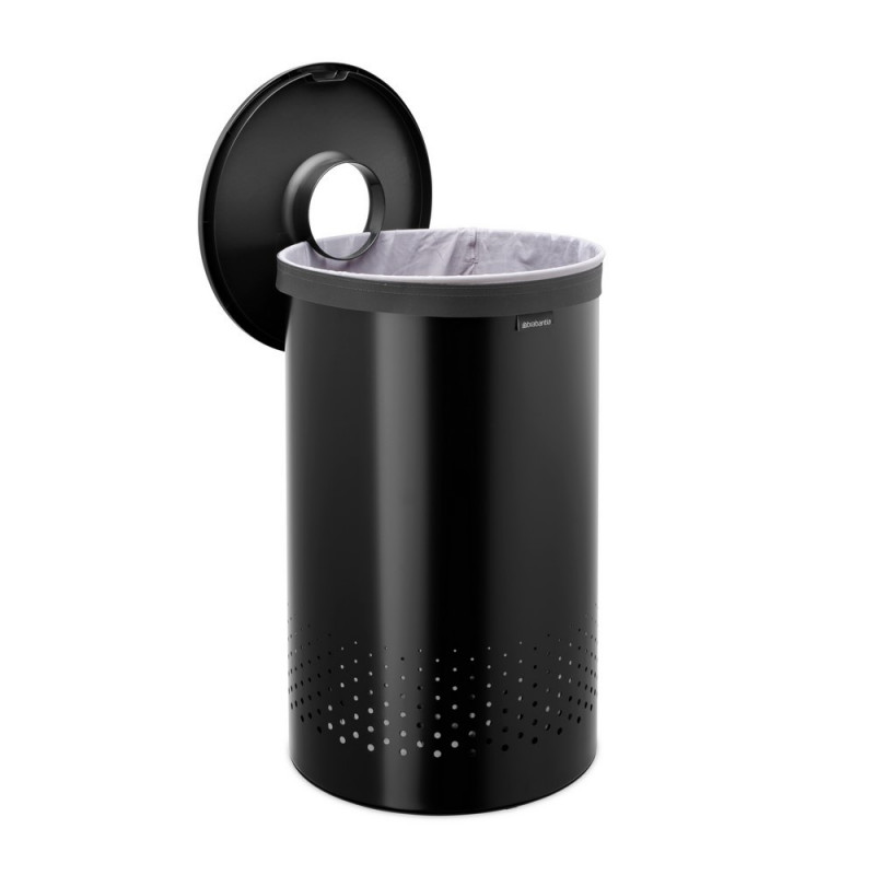 Cos de rufe Brabantia 1008918, 60 L, Capac din plastic, Umplere fara deschidere, Orificii aerisire, Negru