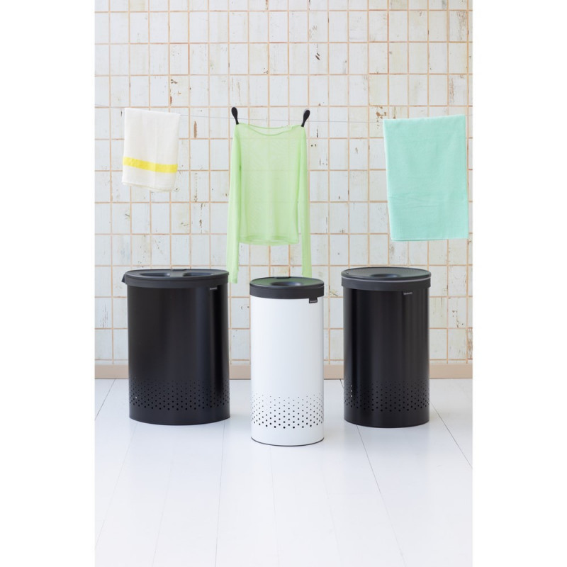 Cos de rufe Brabantia 1008918, 60 L, Capac din plastic, Umplere fara deschidere, Orificii aerisire, Negru