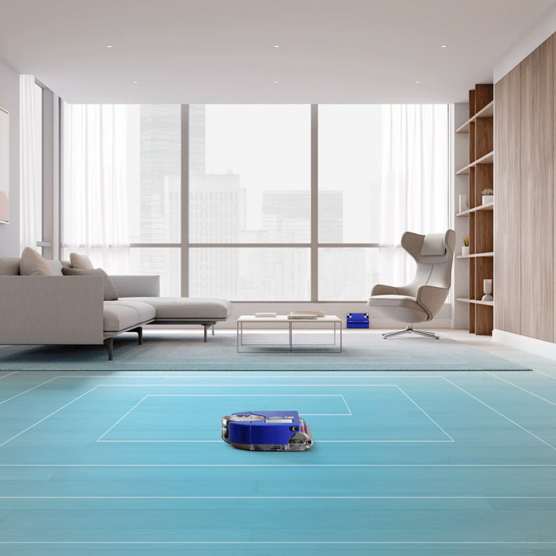 Aspirator Dyson RB03 360 Vis Nav Bl/Ni, Autonomie pana la 65 min, SMART, 26 senzori, Navigație vizuala 360°, Control vocal, Albastru/Gri