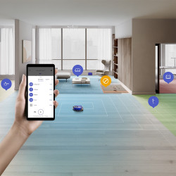 Aspirator Dyson RB03 360 Vis Nav Bl/Ni, Autonomie pana la 65 min, SMART, 26 senzori, Navigație vizuala 360°, Control vocal, Albastru/Gri