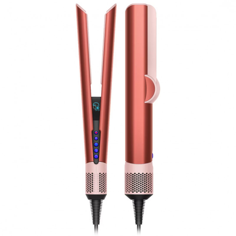 Placa pentru par cu flux de aer Dyson HT01 Airstrait StrBz/BhPk 560844-01, 1600W, Max 140°C, Ionizare, 6 trepte temperatura, Afisaj LCD, Rosu/Bronz