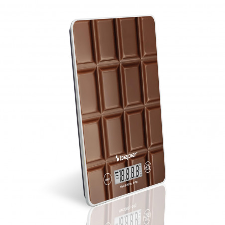 Cantar de bucatarie Beper P102BIL002, Pana la 5 kg, g/lb, Afisaj LCD, TAPA, Auto-off, Maro