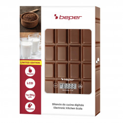Cantar de bucatarie Beper P102BIL002, Pana la 5 kg, g/lb, Afisaj LCD, TAPA, Auto-off, Maro