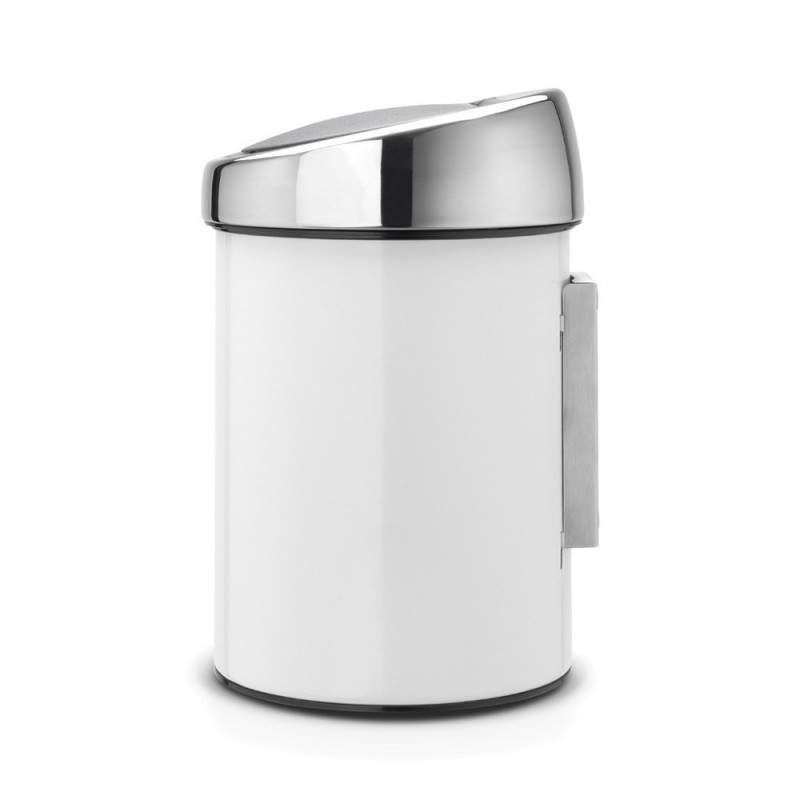 Cos de gunoi Brabantia Touch Bin 647216, 3 L, Deschidere lina si silentioasa, Montare pe perete, Alb