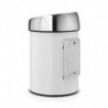 Cos de gunoi Brabantia Touch Bin 647216, 3 L, Deschidere lina si silentioasa, Montare pe perete, Alb
