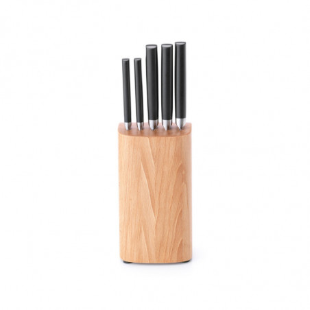 Set de 5 cuțite Brabantia Profile 1003298, Oțel călit, Rezistent la zgârieturi și coroziune, Fag, Maro