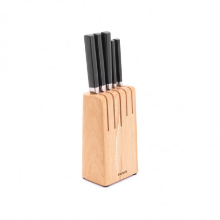 Set de 5 cuțite Brabantia Profile 1003298, Oțel călit, Rezistent la zgârieturi și coroziune, Fag, Maro