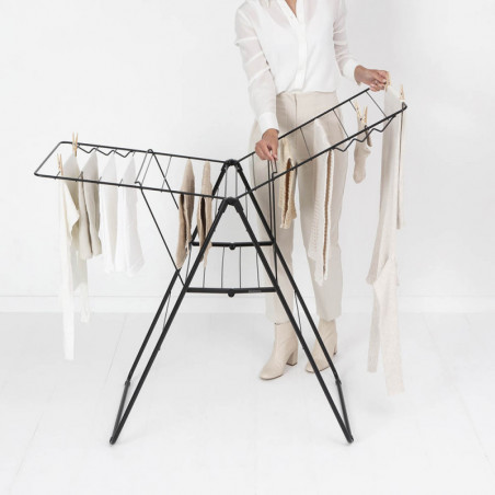 Brabantia Hangon Uscător de rufe 1004165, 20 m, 6 umerașe, Reglabil, Încuietoare pentru copii, Negru/mat