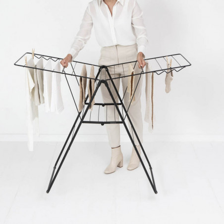 Brabantia Hangon Uscător de rufe 1004165, 20 m, 6 umerașe, Reglabil, Încuietoare pentru copii, Negru/mat