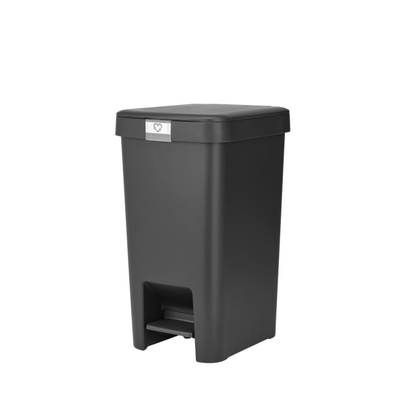 Coș cu pedală Brabantia StepUp 1008479, 16 L, Materiale ecologice, Deschidere mare, Gri închis