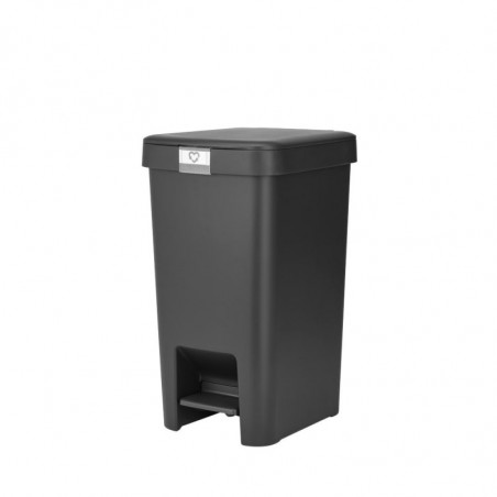 Coș cu pedală Brabantia StepUp 1008479, 16 L, Materiale ecologice, Deschidere mare, Gri închis