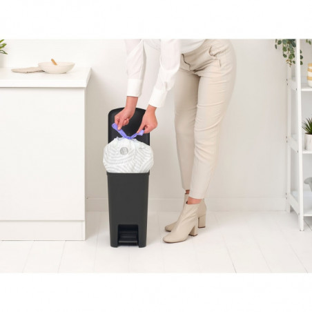Coș cu pedală Brabantia StepUp 1008479, 16 L, Materiale ecologice, Deschidere mare, Gri închis