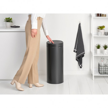 Cos de gunoi Brabantia Touch Bin New 1008860, 30 L, Inchidere silentioasa si lina, Gri inchis