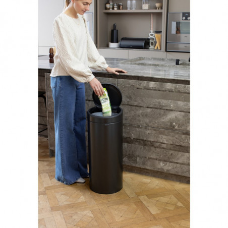 Cos de gunoi Brabantia Touch Bin New 1008860, 30 L, Inchidere silentioasa si lina, Gri inchis