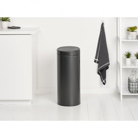 Cos de gunoi Brabantia Touch Bin New 1008860, 30 L, Inchidere silentioasa si lina, Gri inchis