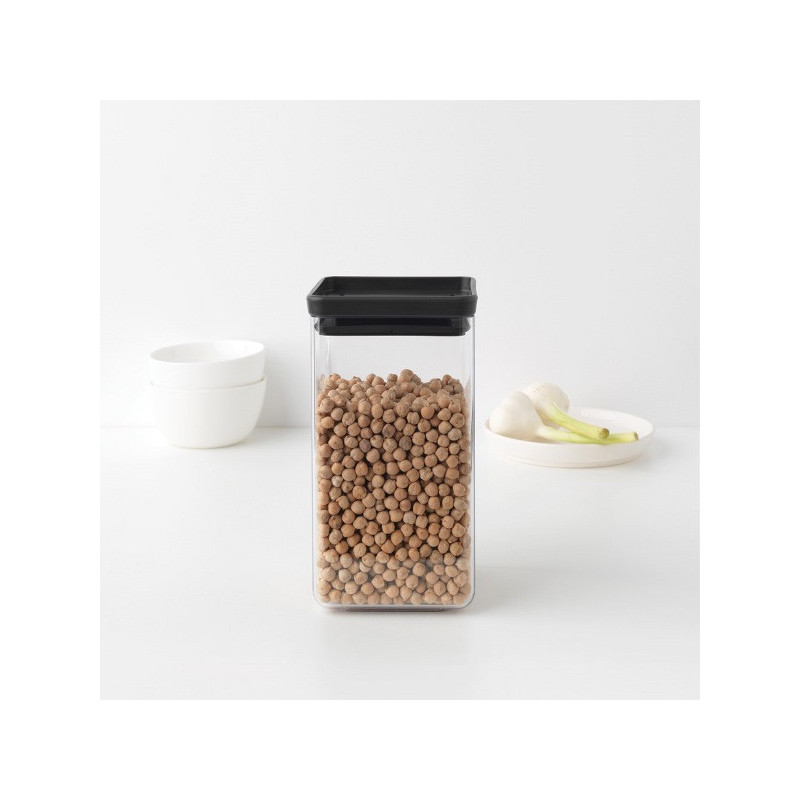 Borcan pentru depozitare Brabantia Tasty+ 1001172, 1,6 l, Transparent/ Gri închis