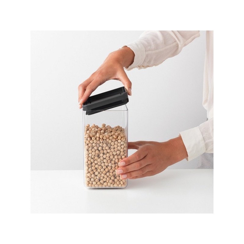Borcan pentru depozitare Brabantia Tasty+ 1001172, 1,6 l, Transparent/ Gri închis