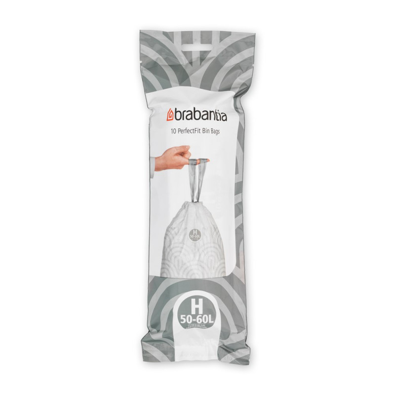 Brabantia PerfectFit Touch/Push/Big Bin Bags 647039, dimensiune H, 50-60 l, 10 buc, alb